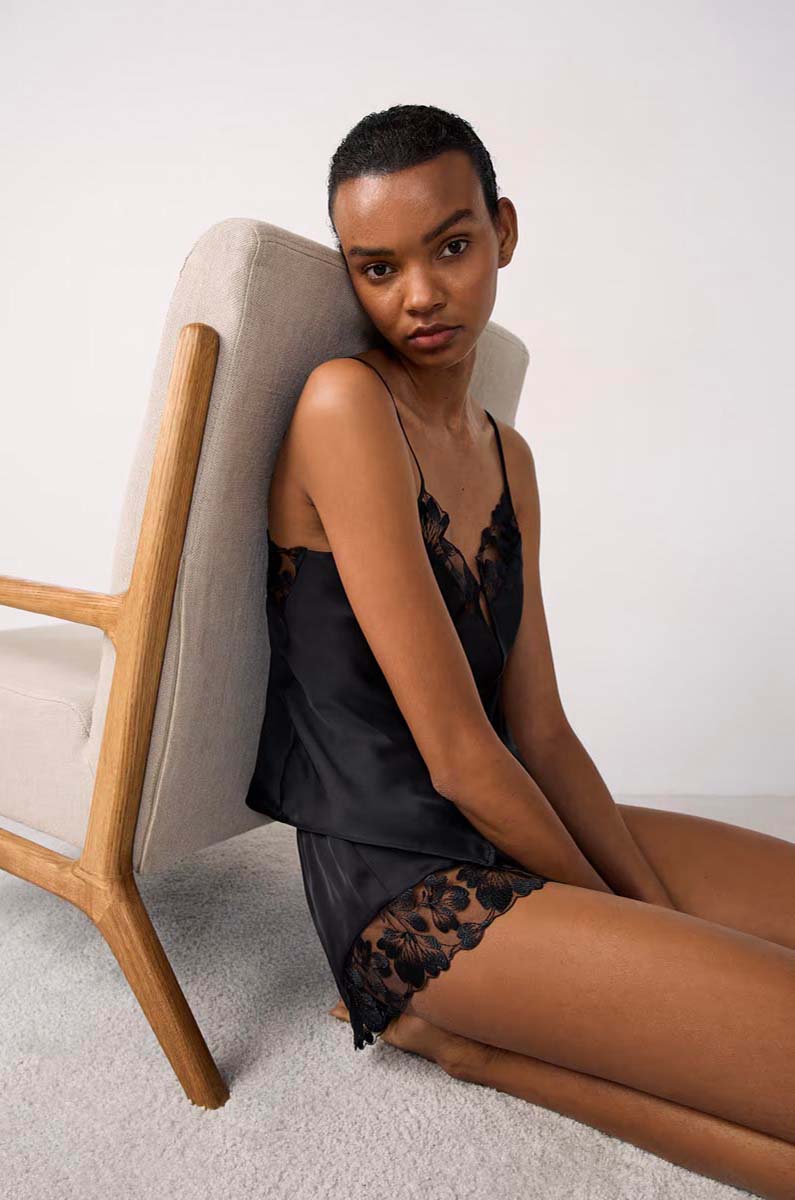 FRAGRANCE: Satin Pajama Shorts With Lace Details - ETAM - Nightwear - Pyjamas