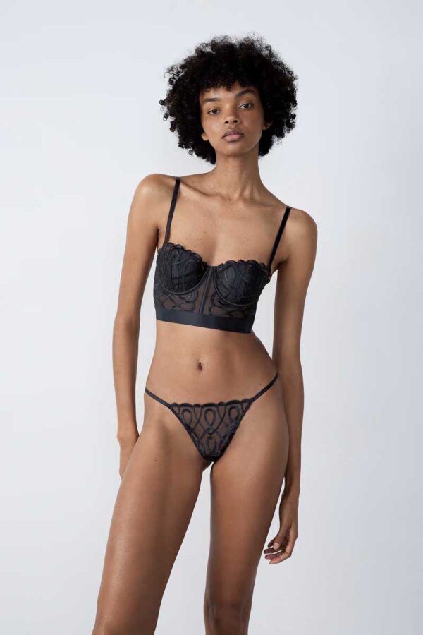 SUSPENSE Embroidered Tulle Thong - Image 2
