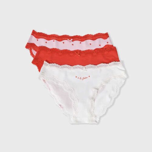 JIMMA Pack of 3 Cotton and Lace Briefs