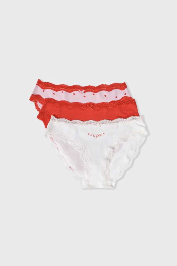 JIMMA Pack of 3 Cotton and Lace Briefs