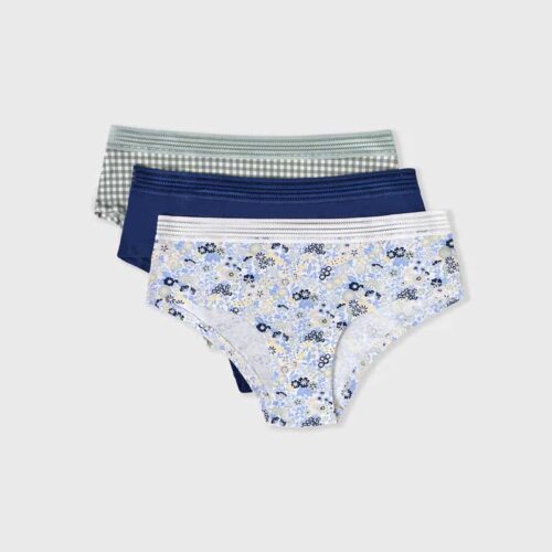 JACKIE LACE Pack of 3 Cotton and Lace Boyshorts