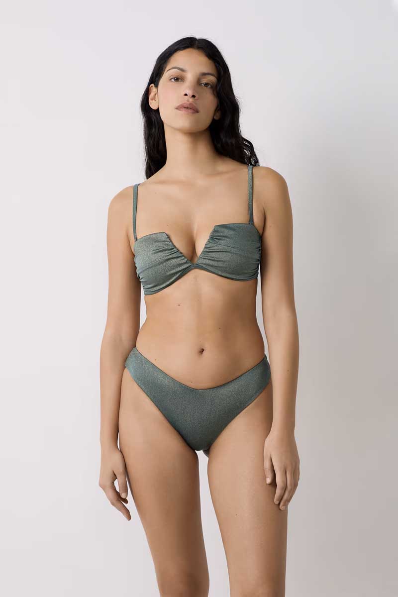 LUMINEUX Strapless lightly lined bra with removable straps iridescent swimsuit top - ETAM - Beachwear - Bandeau