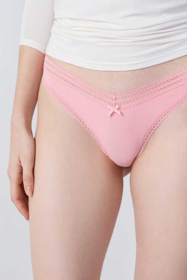 POWER V-shape microfiber and lace thong - Image 3