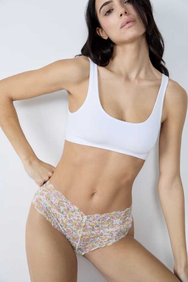 SWEET PRINT Printed lace V-shape hipster