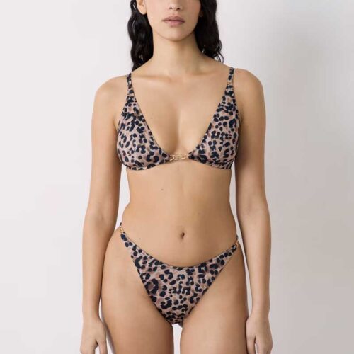 LINK High leg Brazilian bikini bottom with jewel details