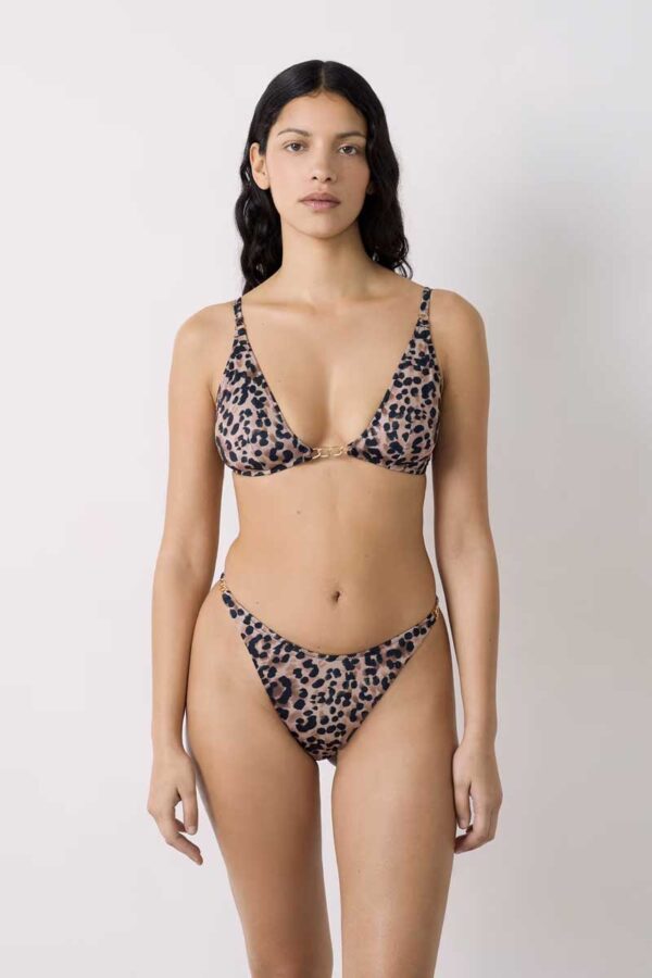 LINK High leg Brazilian bikini bottom with jewel details