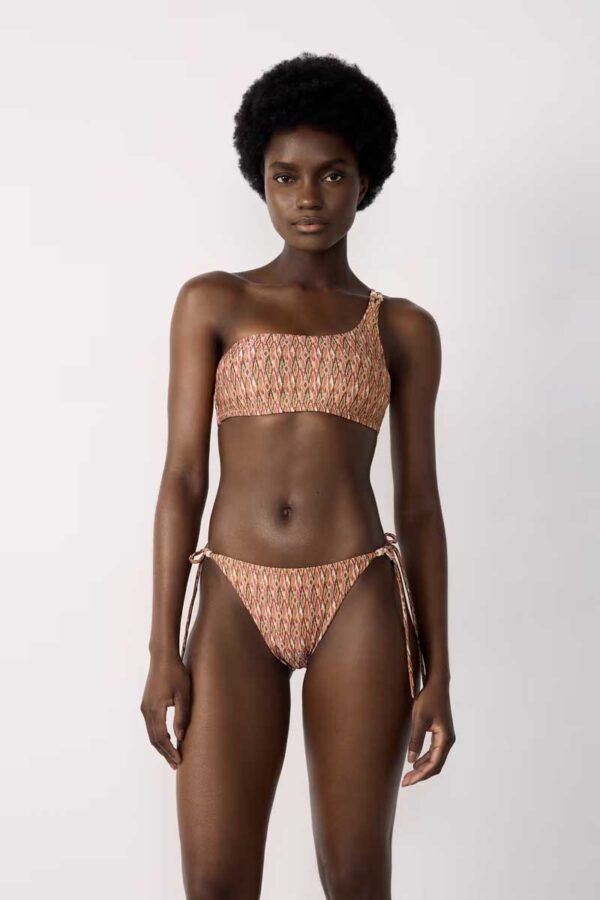 BRIGHT Asymmetrical patterned bikini top bralette - Image 2