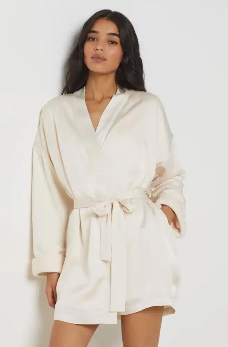 Satin Robe With Fleece Interior - ETAM - Nightwear - Pyjamas