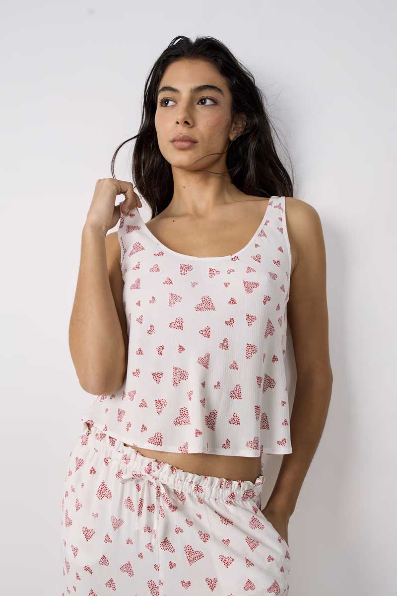 CARSON Heart Pattern Top - ETAM - Nightwear - Pyjamas