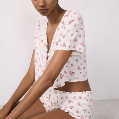 CARSON Pajama Shorts With Heart Pattern