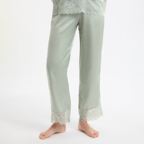 RENCONTRE - Satin pyjama pants with lace details