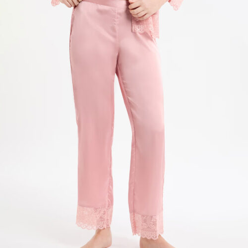 RENCONTRE - Satin pyjama pants with lace details